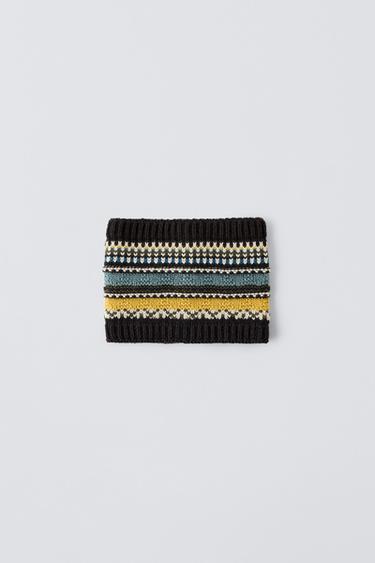 Zara JACQUARD KNIT INFINITY SCARF - Gray