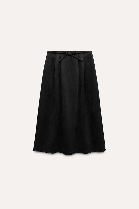 SUEDEEFFECT MIDI SKIRT Black ZARA Thailand