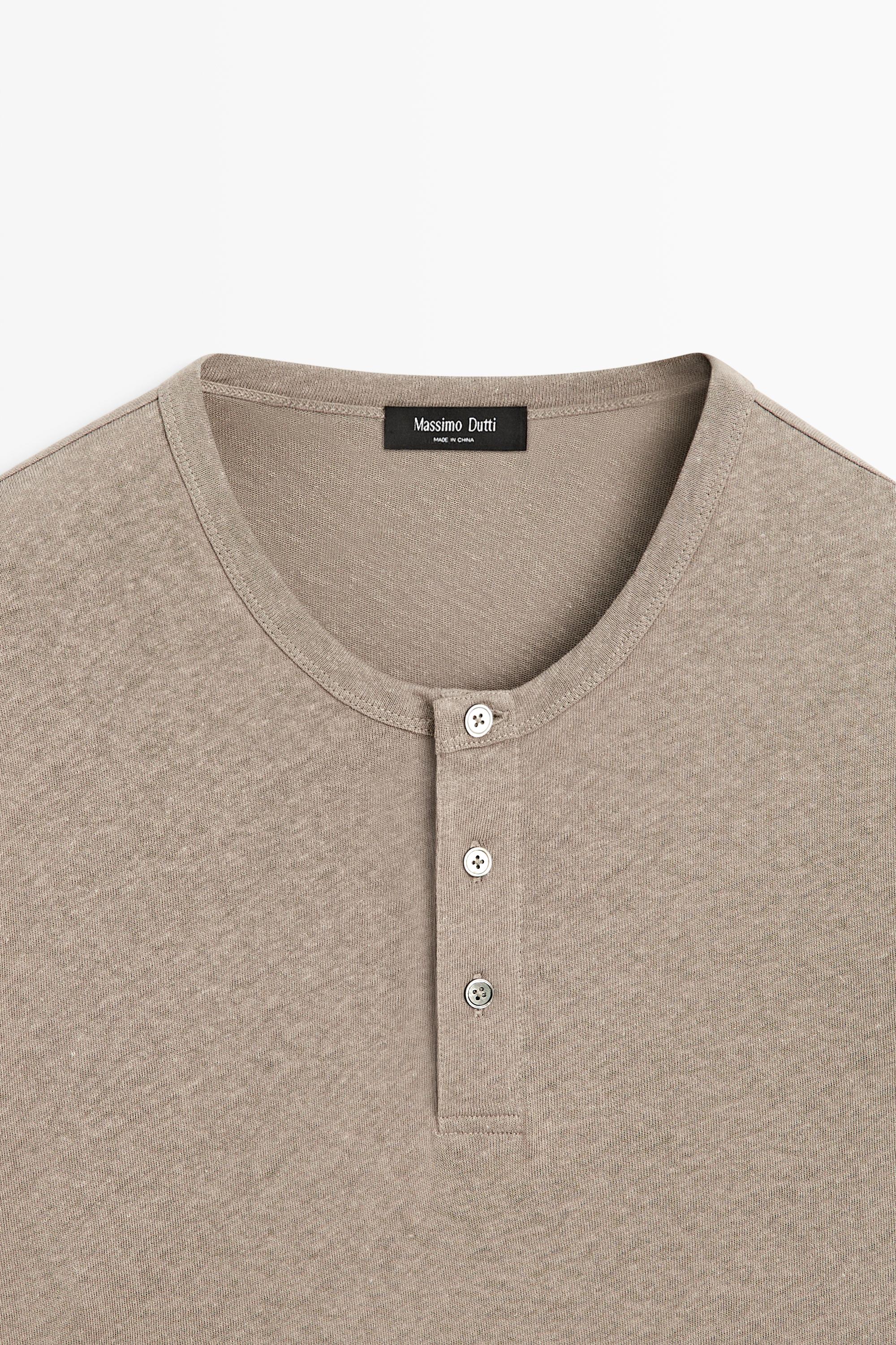 Long sleeve henley neck T-shirt