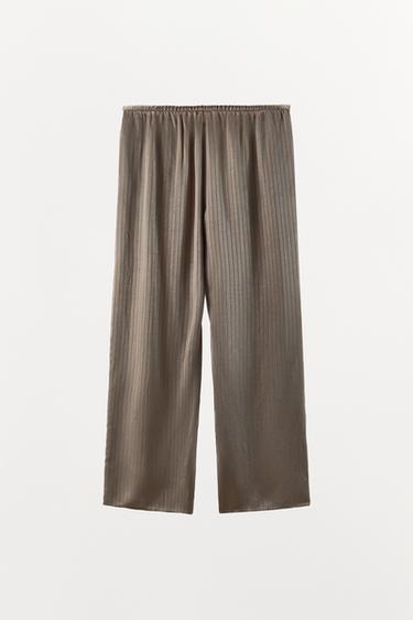 STRIPED PYJAMA BOTTOMS - camel by Zara - Image 4