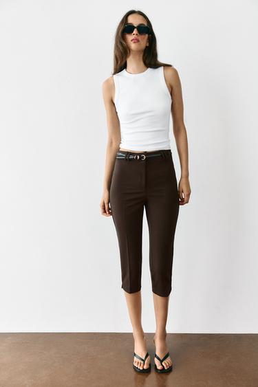 BELTED CAPRIS - Brown by Zara