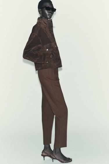 Zara PANTS WITH A HIGH WAIST - Brown