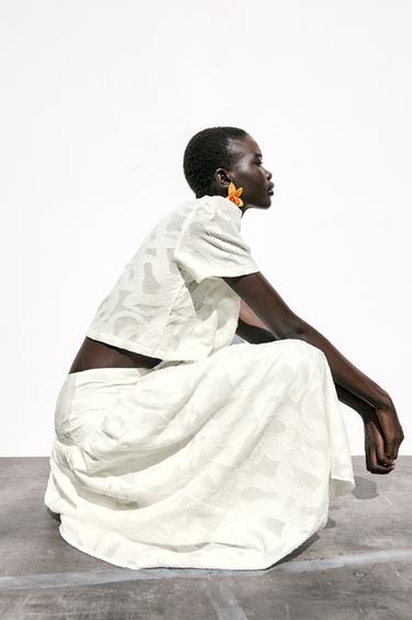 TEXTURED MIDI SKIRT - White by Zara - Image 5