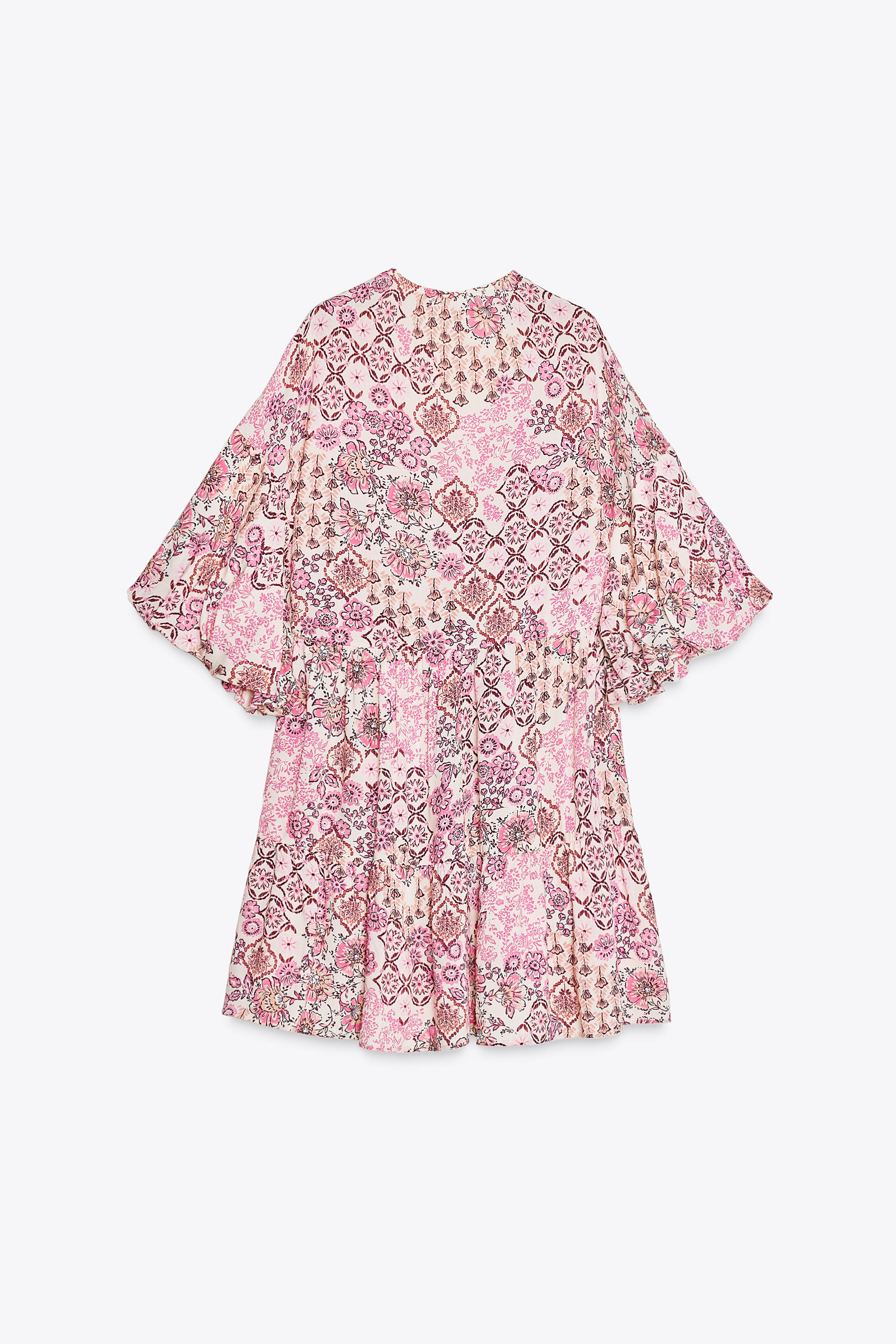 【ZARA】プリント柄パフスリーブワンピース 5029/096/330 プリント柄パフスリーブワンピース - マルチカラ― | ZARA Japan