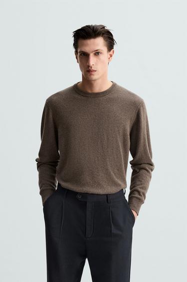 100% CASHMERE SWEATER - Brown marl by Zara