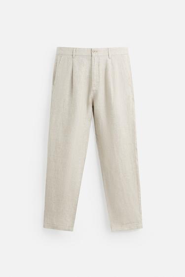 100% LINEN TROUSERS - Light beige by Zara