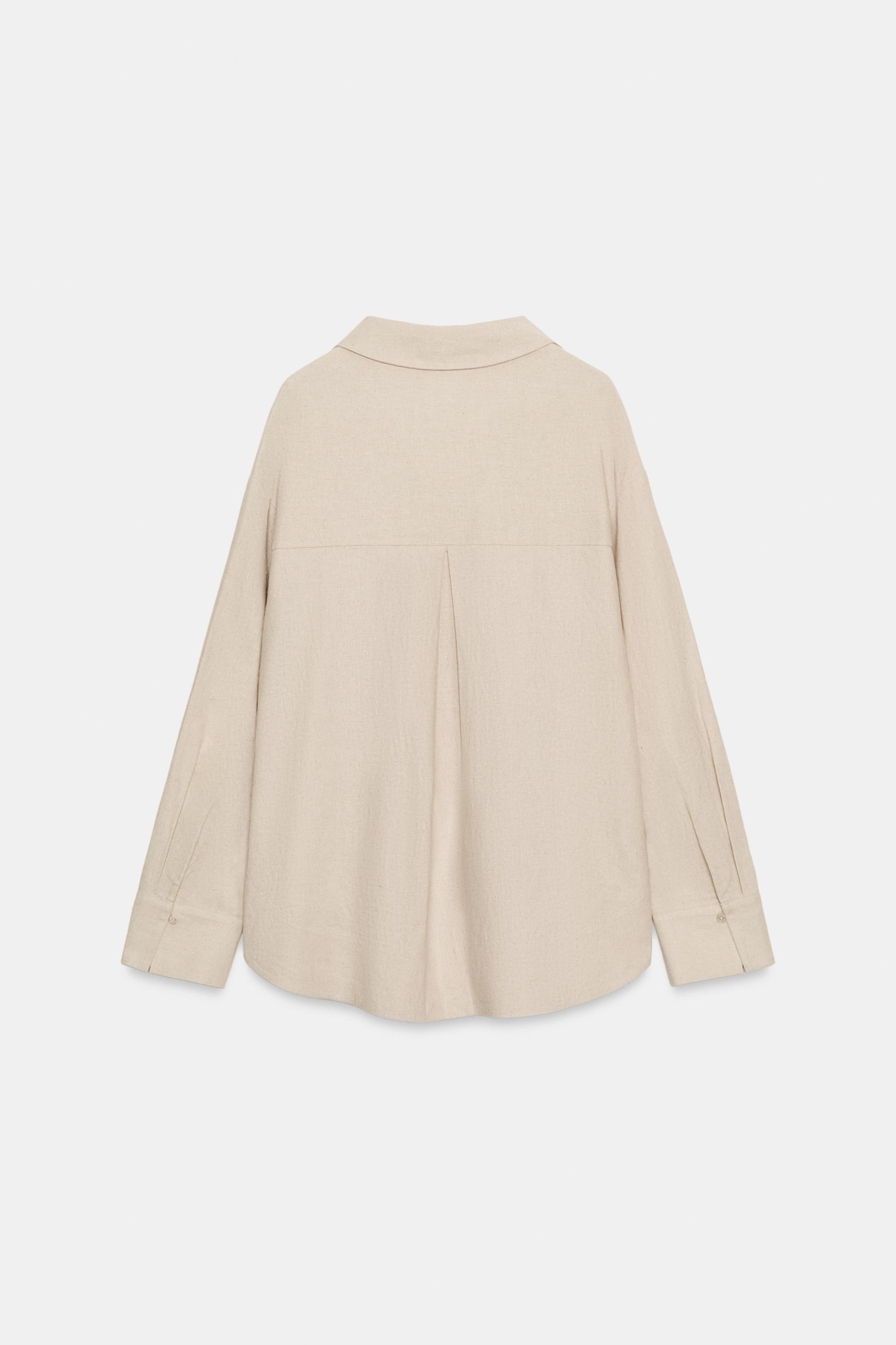Zara KETEN KARIŞIMLI OVERSIZE BLUZ görsel 7