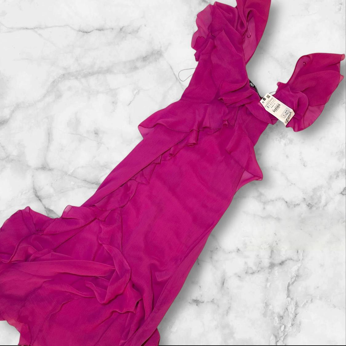 RUFFLED MIDI SLIP DRESS - Image 3