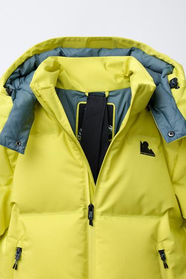 DONSJACK 80% DONS EN 20% VEREN AFNEEMBARE CAPUCHON WATERBESTENDIG EN WINDDICHT RECCO® SYSTEM SKI COLLECTIE - Felgeel van Zara