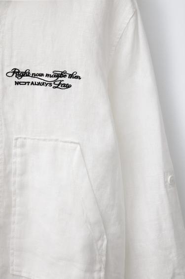 LINEN HOODED OVERSHIRT - Ecru by Zara - Image 3