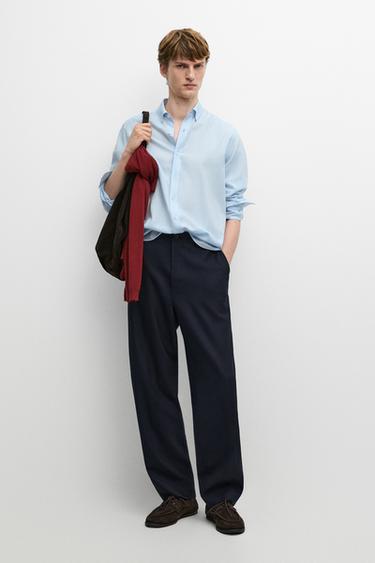 Zara 100% cotton twill regular fit shirt - Light blue