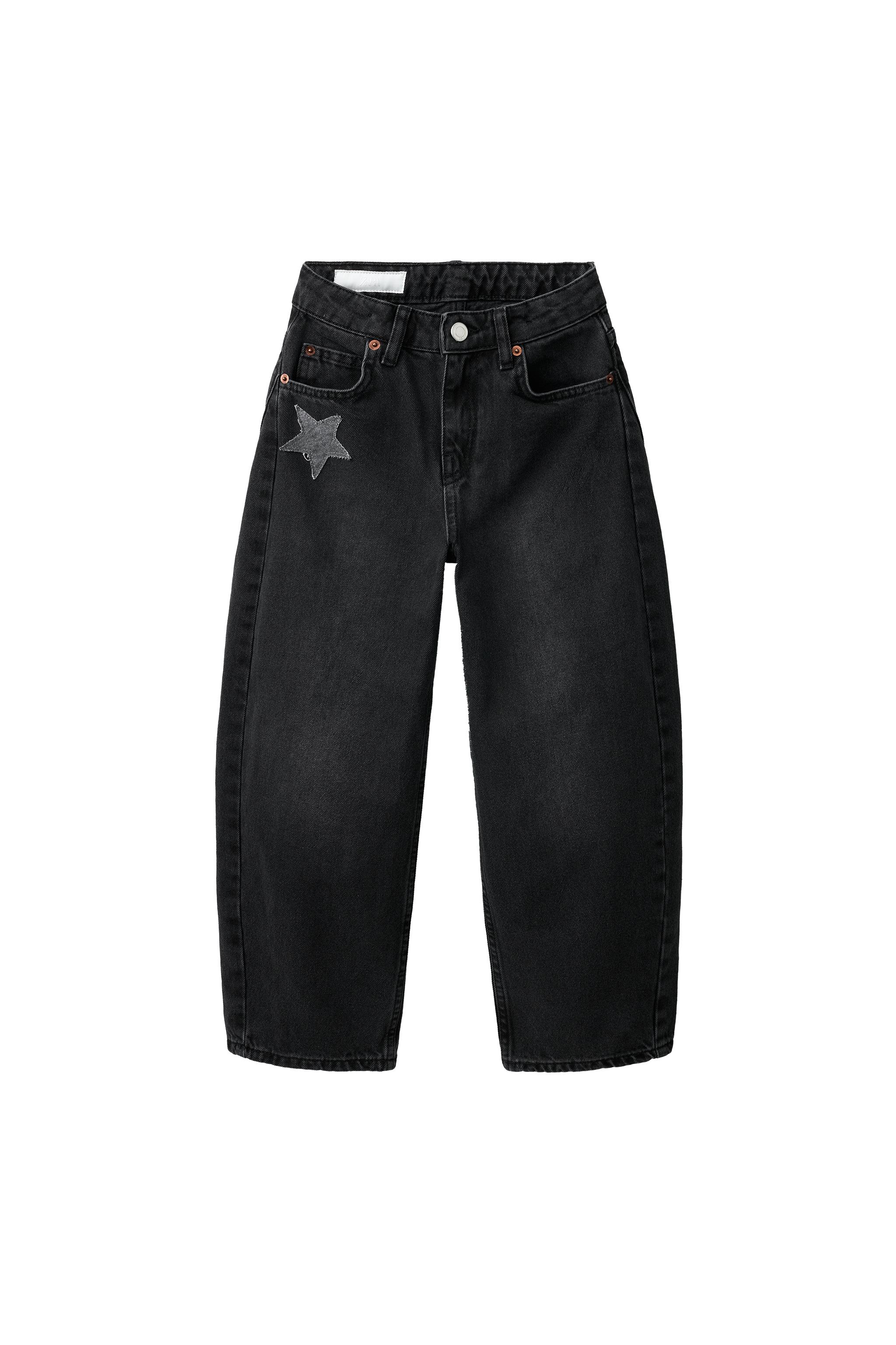 Star Patch Barrel Jeans - Gray | ZARA United States