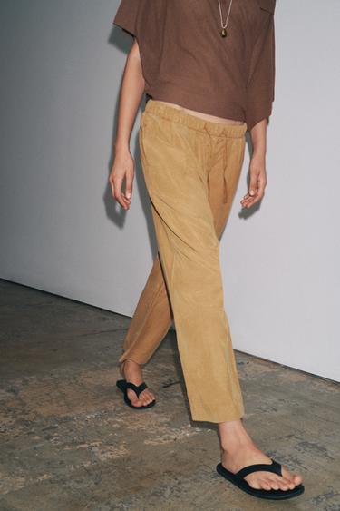 PANTALLONA JOGGER WIDE LEG ZW COLLECTION - Ngjyrë toke nga Zara