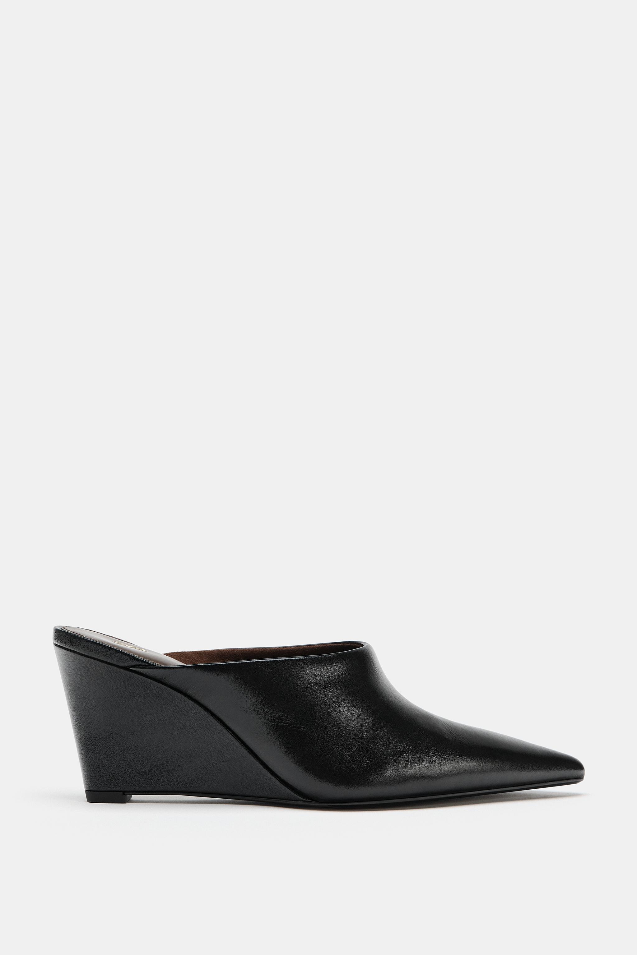 Leather Wedge Mules by Zara