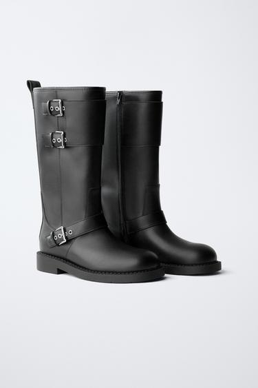 BOTTES HAUTES BIKER - Noir de Zara