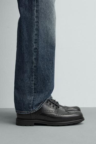 LEATHER BROGUES - Black by Zara