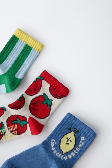 3-PACK OF TOMATO AND STRIPE PRINT SOCKS - Blue by Zara - Image 2