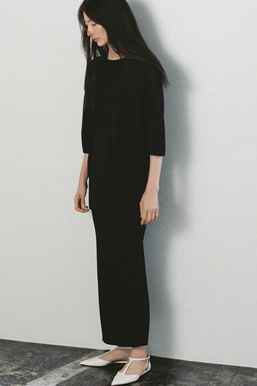 FALDA RECTA PUNTO LISO - Negro de Zara