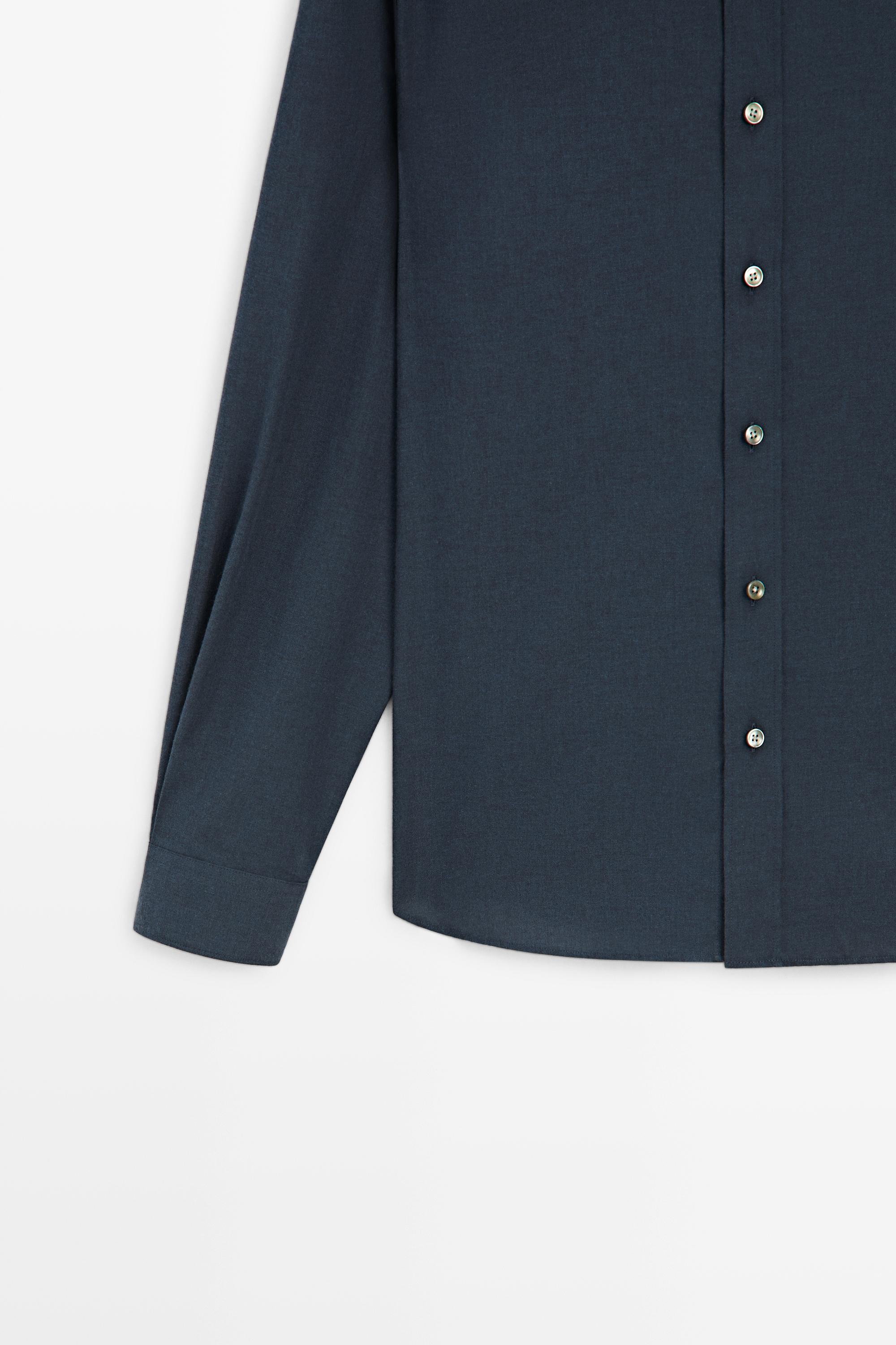 100% cotton melange twill regular fit shirt