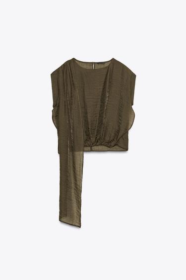 TOP FLUIDE FOULARD - Kaki foncé de Zara - Image 4