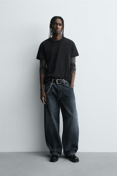 JEAN BALLON DÉLAVÉ - Bleu / Gris de Zara