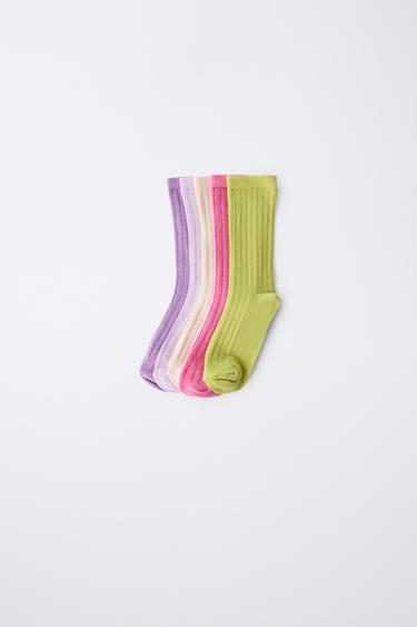 FIVE-PACK OF LONG RIBBED SOCKS - Lilac by Zara