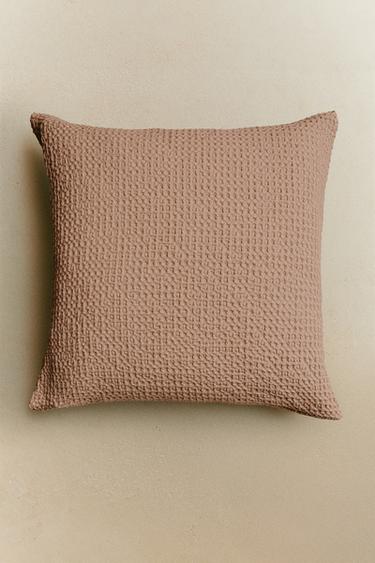 Zara WAFFLE-KNIT THROW PILLOW COVER - Chalk pink