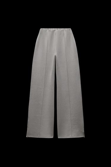 Zara INTERLOCK PANTS WITH OPENING - Gray - Image 0