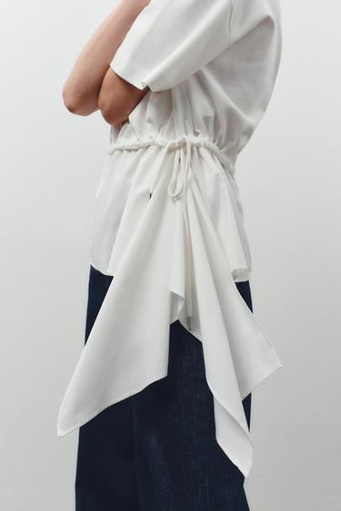 COMBINED POPLIN T-SHIRT - White by Zara - Image 1