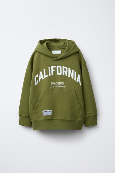 Zara EMBOSSED TEXT SWEATSHIRT - Green - Image 0