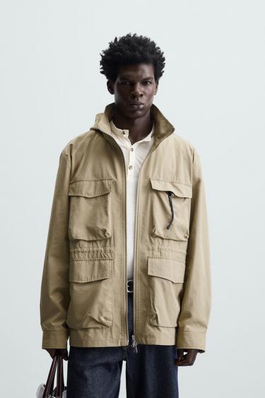 TECHNICAL PARKA WITH POCKETS - camel by Zara