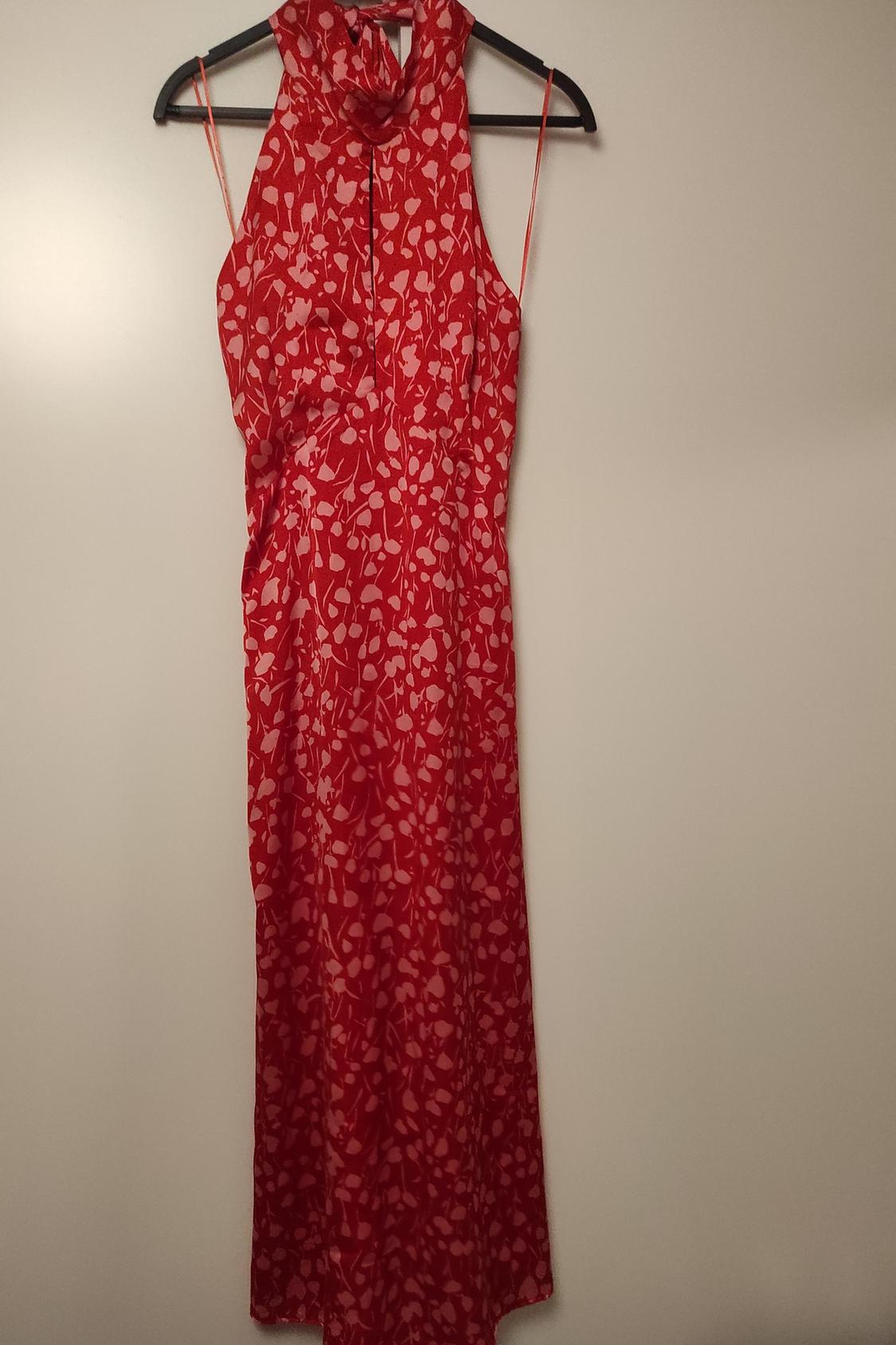 PRINTED HALTER NECK DRESS