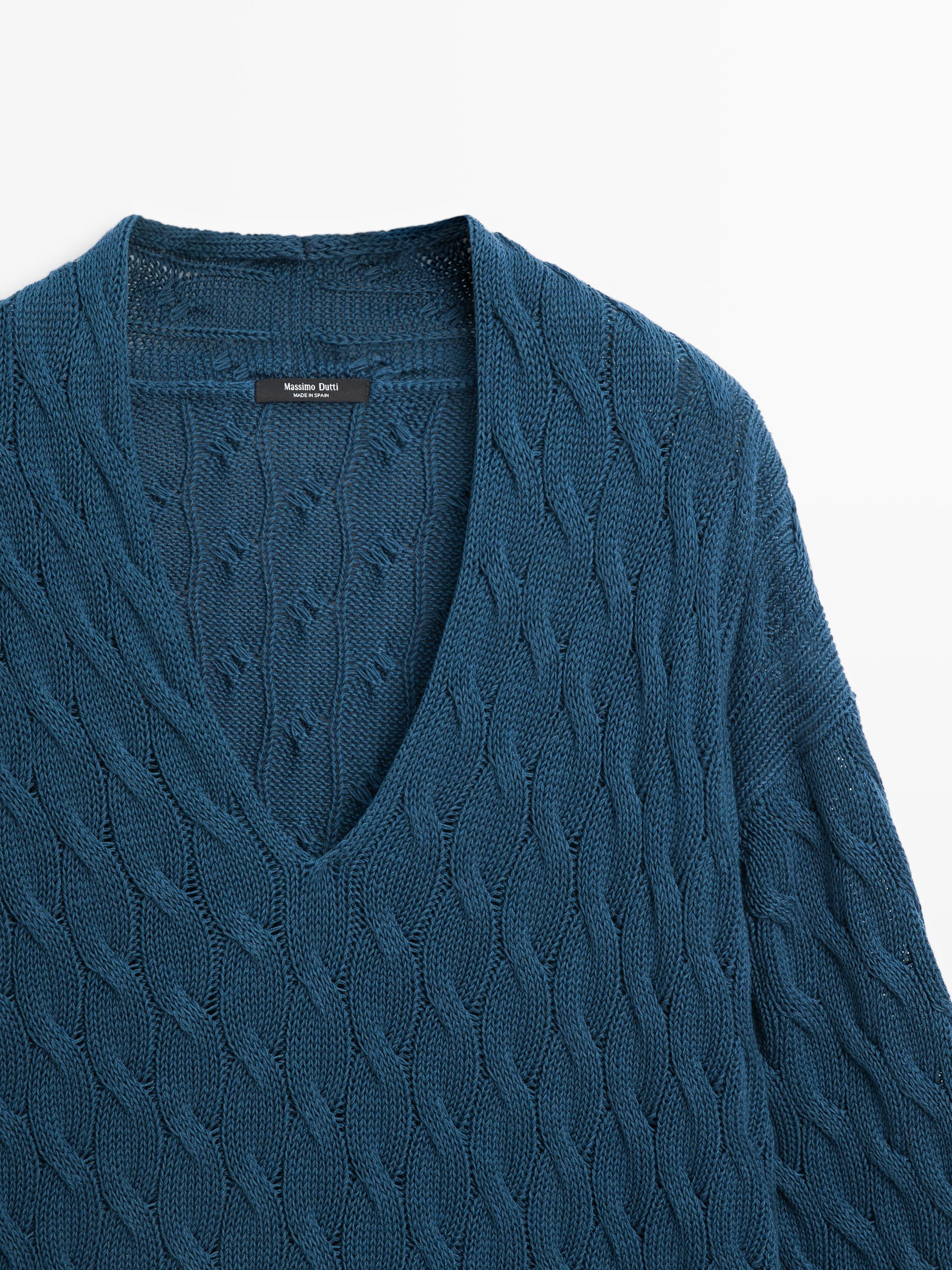 Pull en maille à détail de nœuds coton mélangé