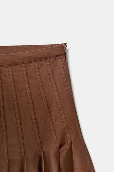 JUPE MI-LONGUE À PLIS - Marron foncé de Zara - Image 6