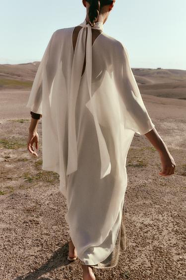 فستان ترتر طبقة ZW COLLECTION - بيج الخاص بـ Zara