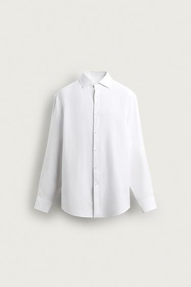 100% LINEN REGULAR FIT SHIRT - White by Zara