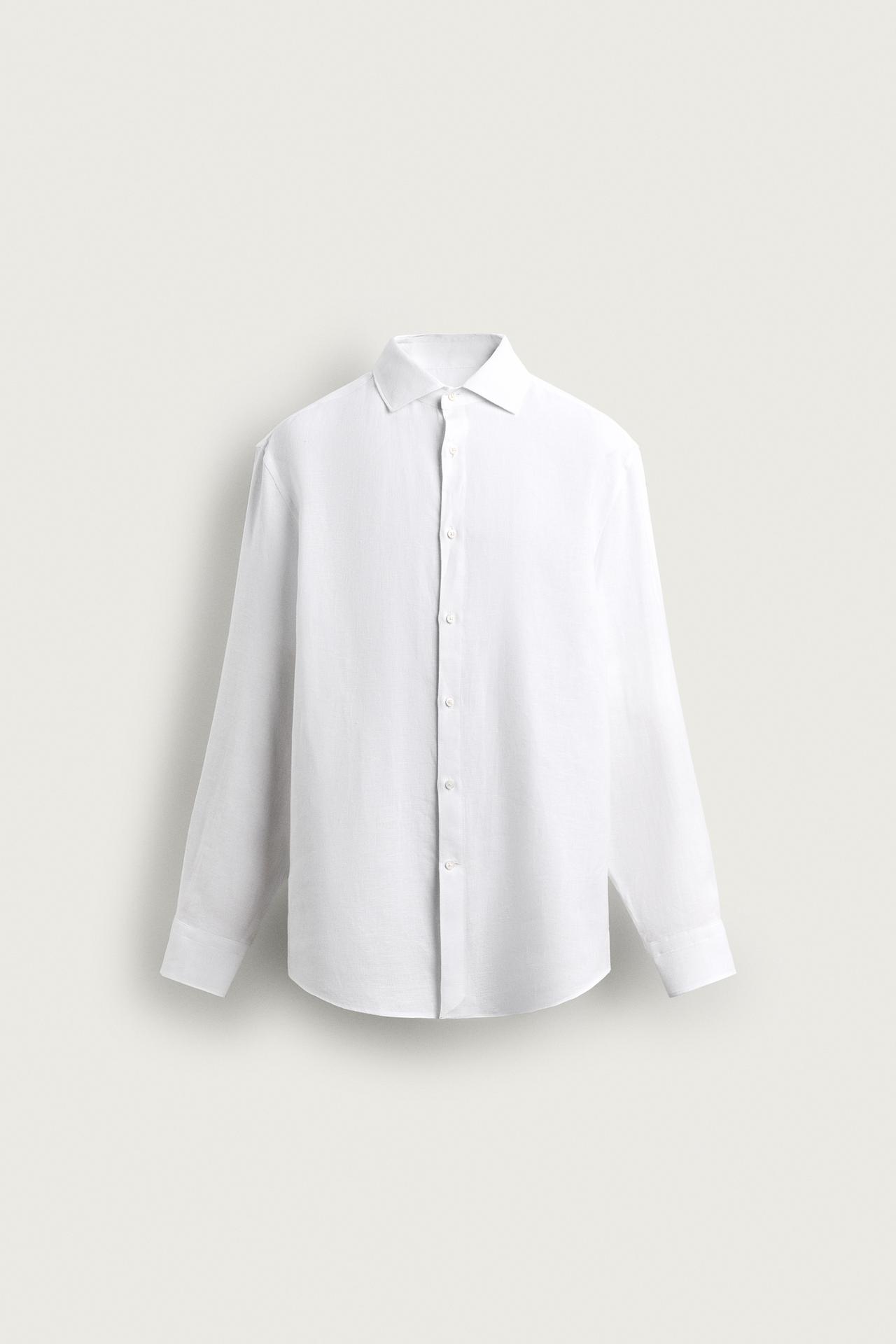 100% LINEN REGULAR FIT SHIRT — White