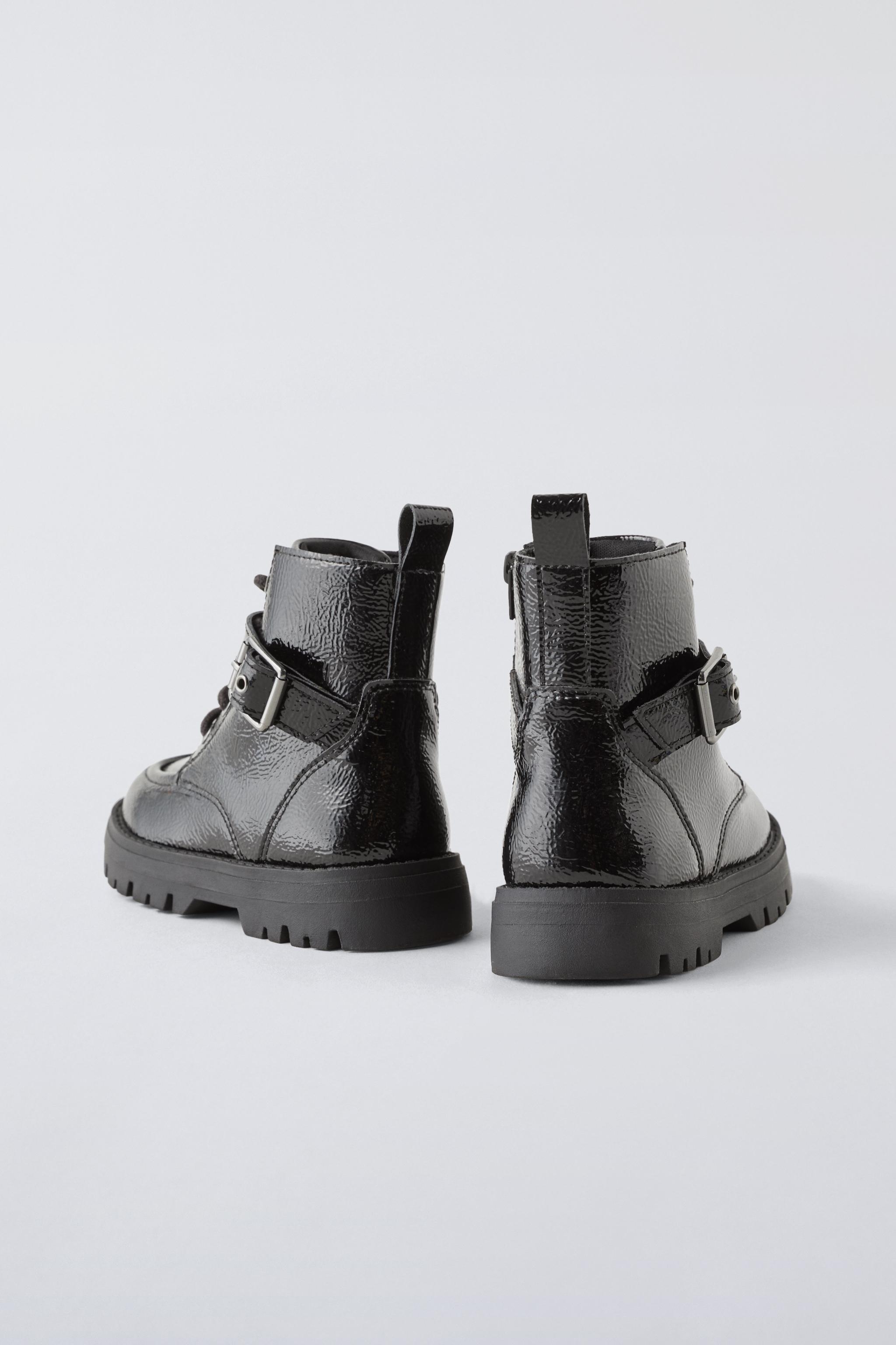 ZARA LEATHER ANKLE BOOTS WITH BUCKLEnBLACK online