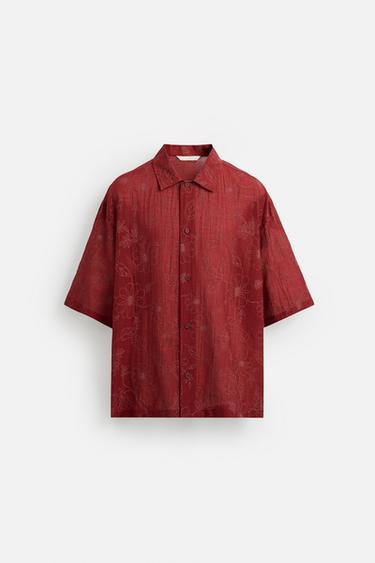 FLORAL TEXTURED SHIRT © OTIS KWAME KYE QUAICOE - Burgundy by Zara - Image 6