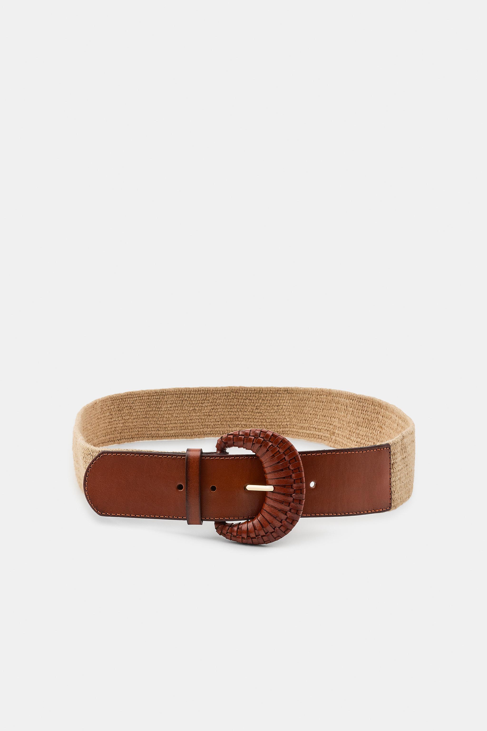 Женские ремни Zara ELASTIC JUTE LEATHER BELT — фото 3