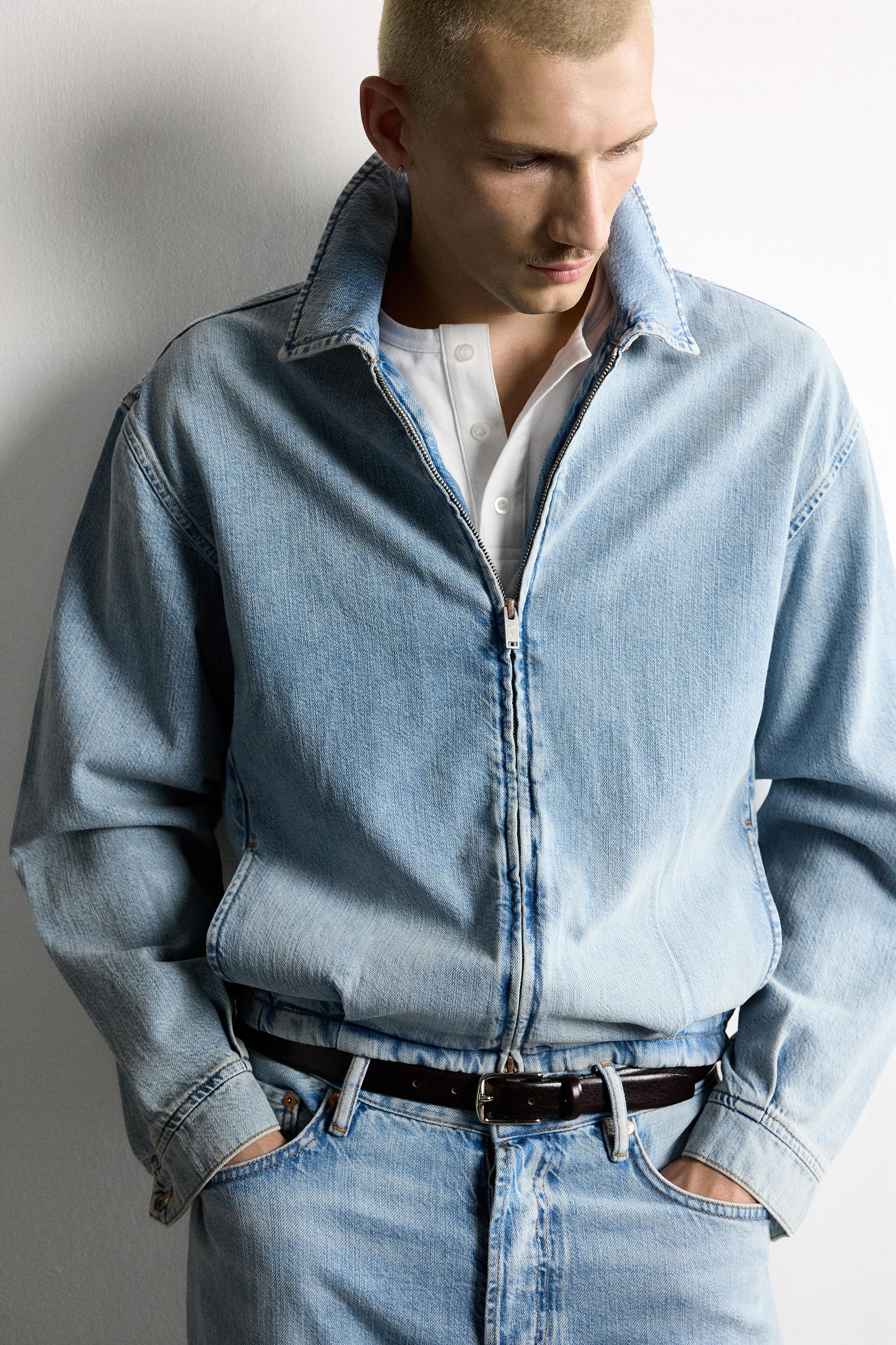 Мужские куртки Zara WASHED DENIM ZIP-UP JACKET — фото 5