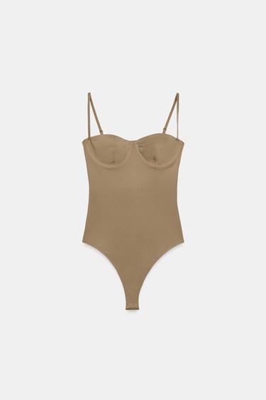 BODY LINGERIE EN POLYAMIDE - Camel foncé de Zara - Image 4
