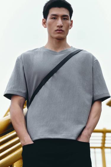 Zara 紋理休閒版 T 恤 - 灰色