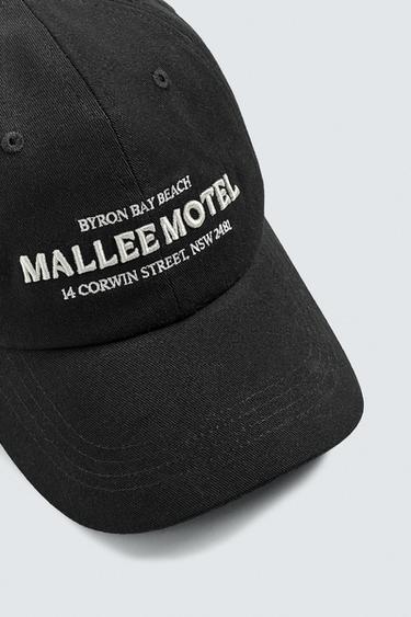 CAP WITH EMBROIDERED TEXT - Black by Zara - Image 2