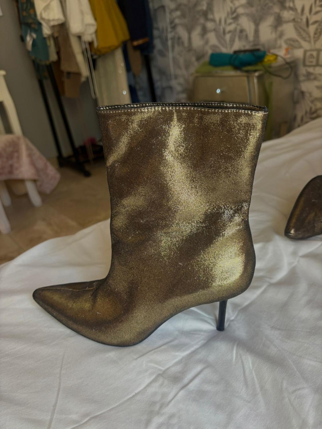 STILETTO HEEL METALLIC ANKLE BOOTS - Image 7