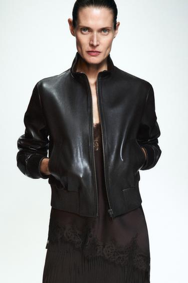 JAQUETA BOMBER DE COURO 100% ZW COLLECTION - Marrom da Zara
