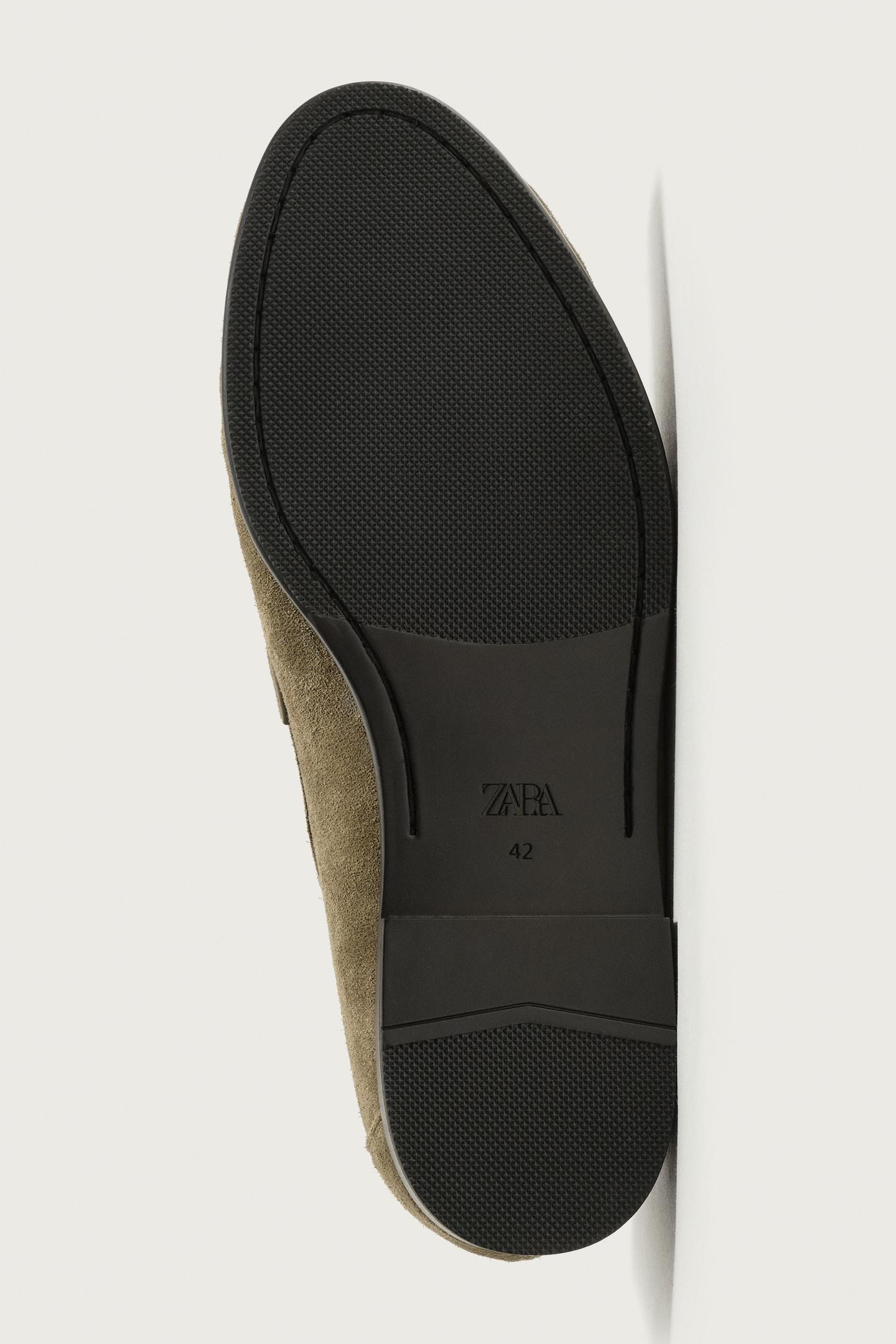 Мужские туфли Zara Leather Penny, цвет: Бежевый — фото 7