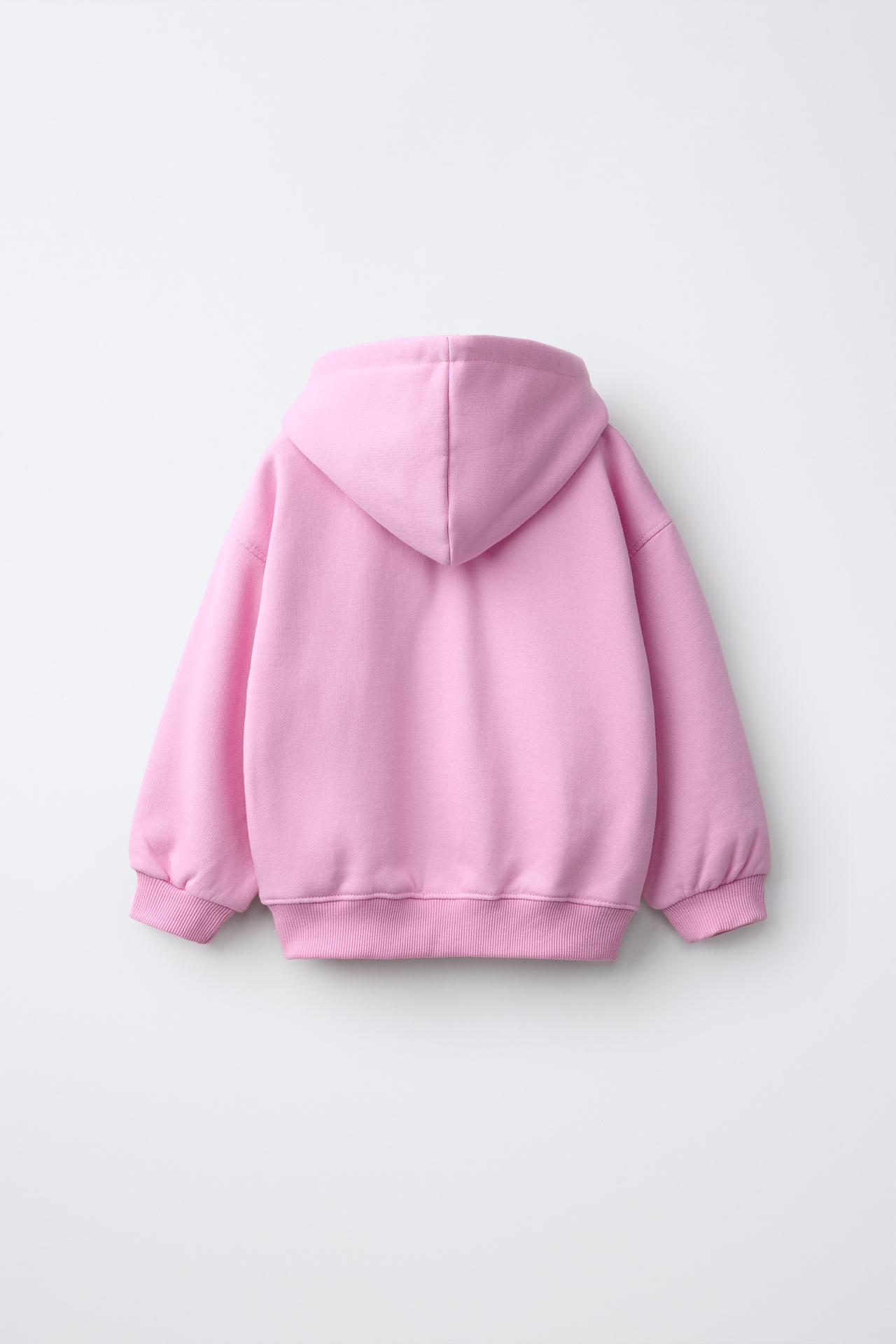 EMBROIDERED HOODIE ZIP-UP — Pink