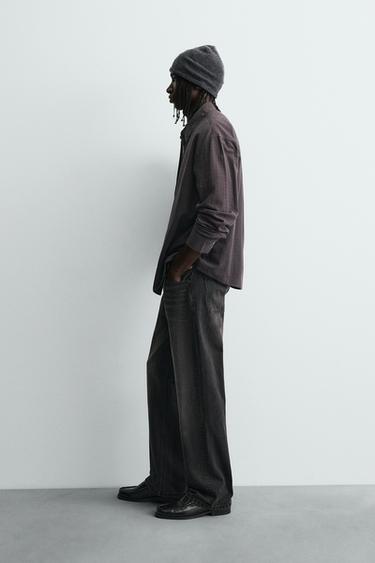 RELAXED FIT CHECK SHIRT - Black / Brown by Zara - Image 3