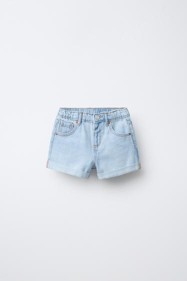 MOM FIT DENIM BERMUDA SHORTS - Light blue by Zara